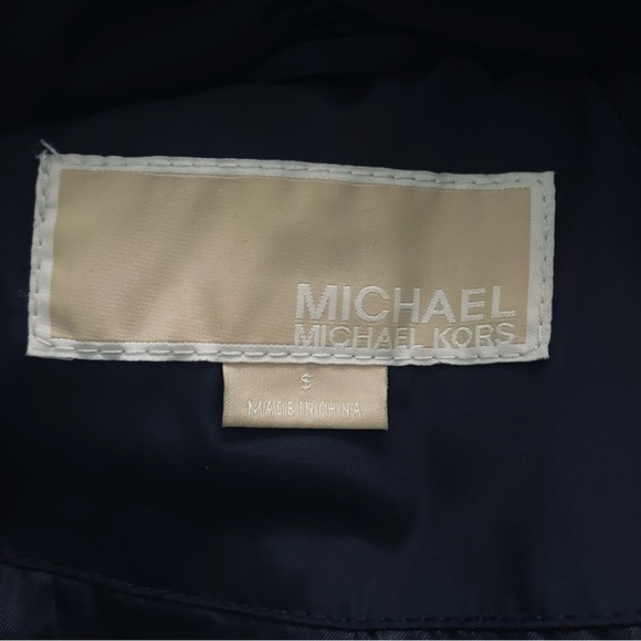 Michael Kors Down Fill Water Wind Resistant Belted Zip Up Navy Puffer Coat Sz S - Picture 4 of 13